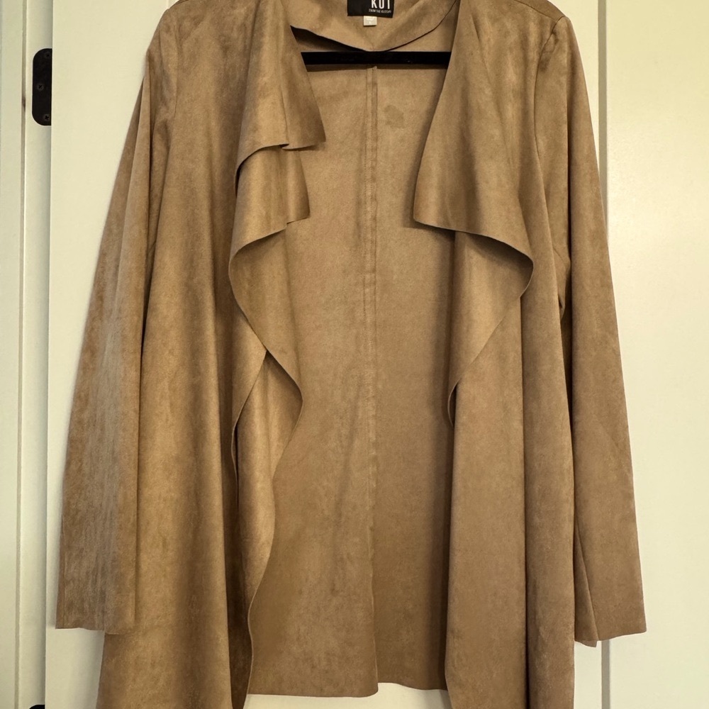 Kut from the Kloth Tan Leather Jacket with Waterfall Front